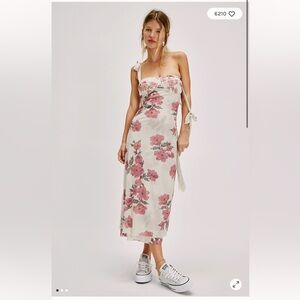 FREE PEOPLE SLIP DRESS NWOT TEA COMBO Floral Pink and White Dress